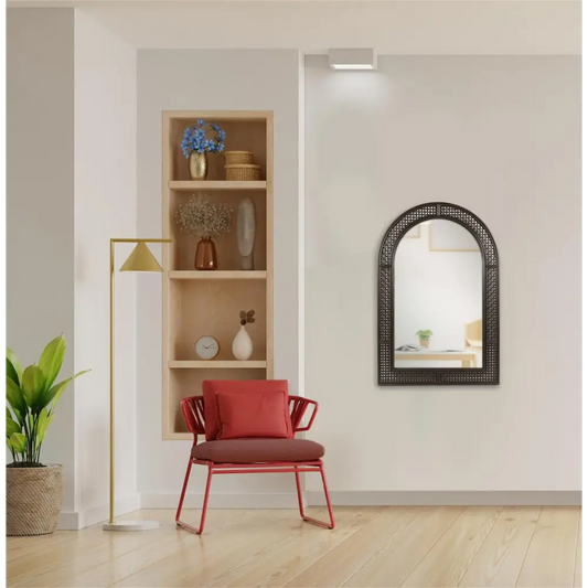 Rattan Look Arched Mirror - PABOOM