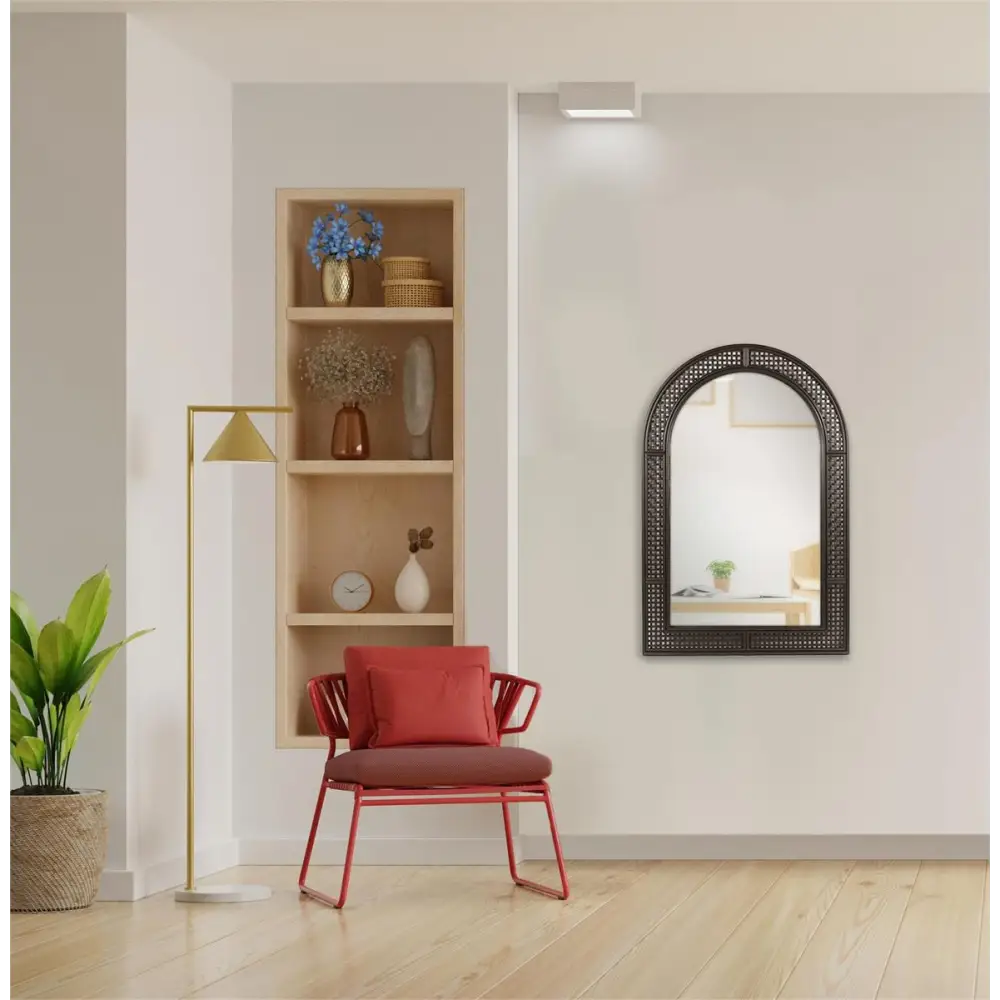 Rattan Look Arched Mirror - PABOOM