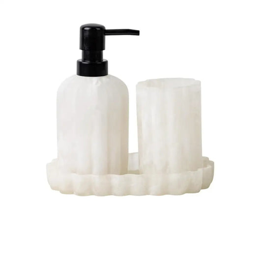 TRUU DESIGN - Scalloped Soap/Lotion Pump White Marble Effect