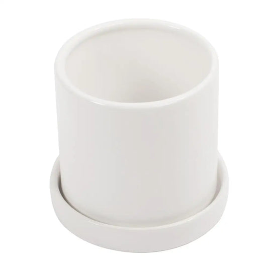 White Planter with Saucer - PABOOM