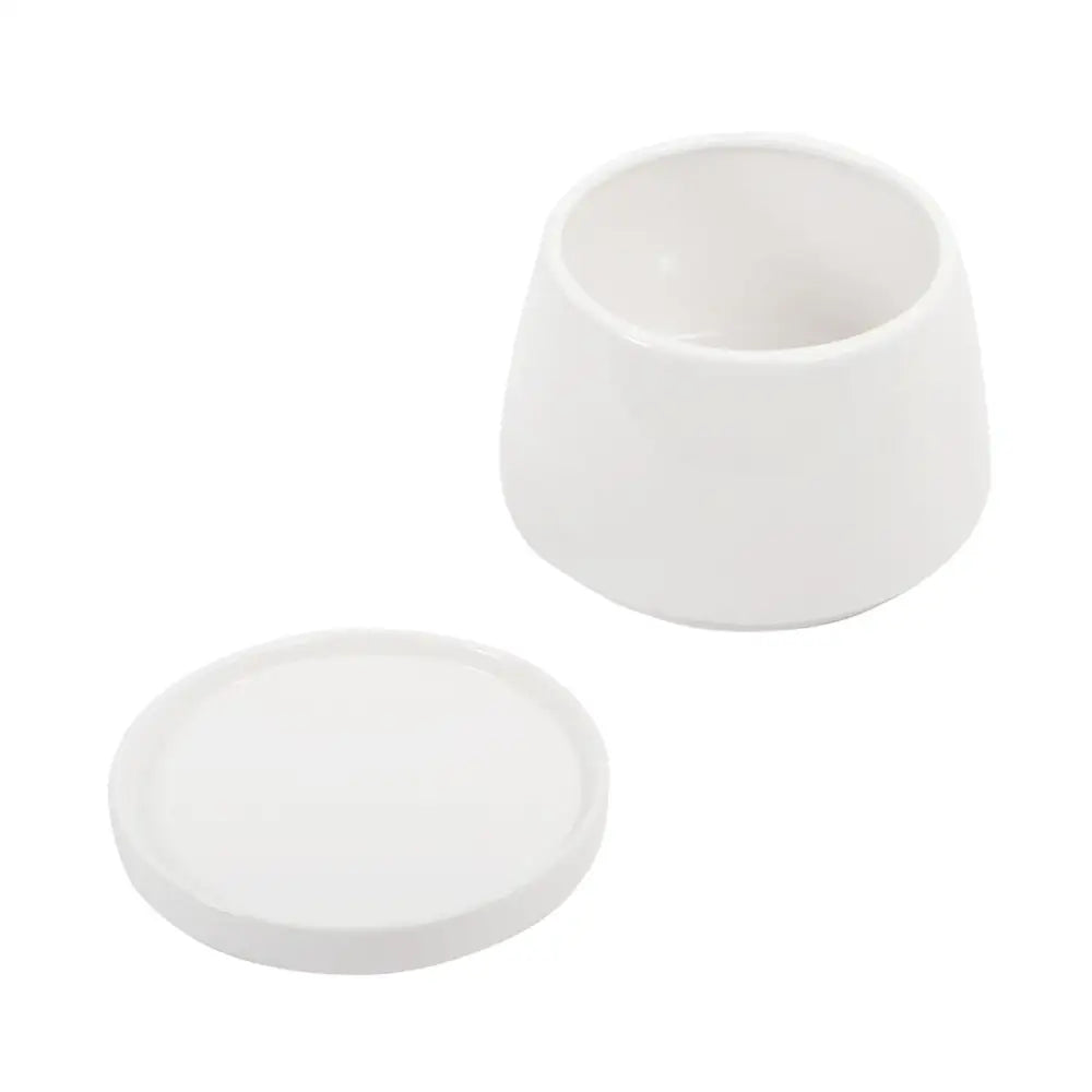 White Rounded Planter with Saucer - PABOOM
