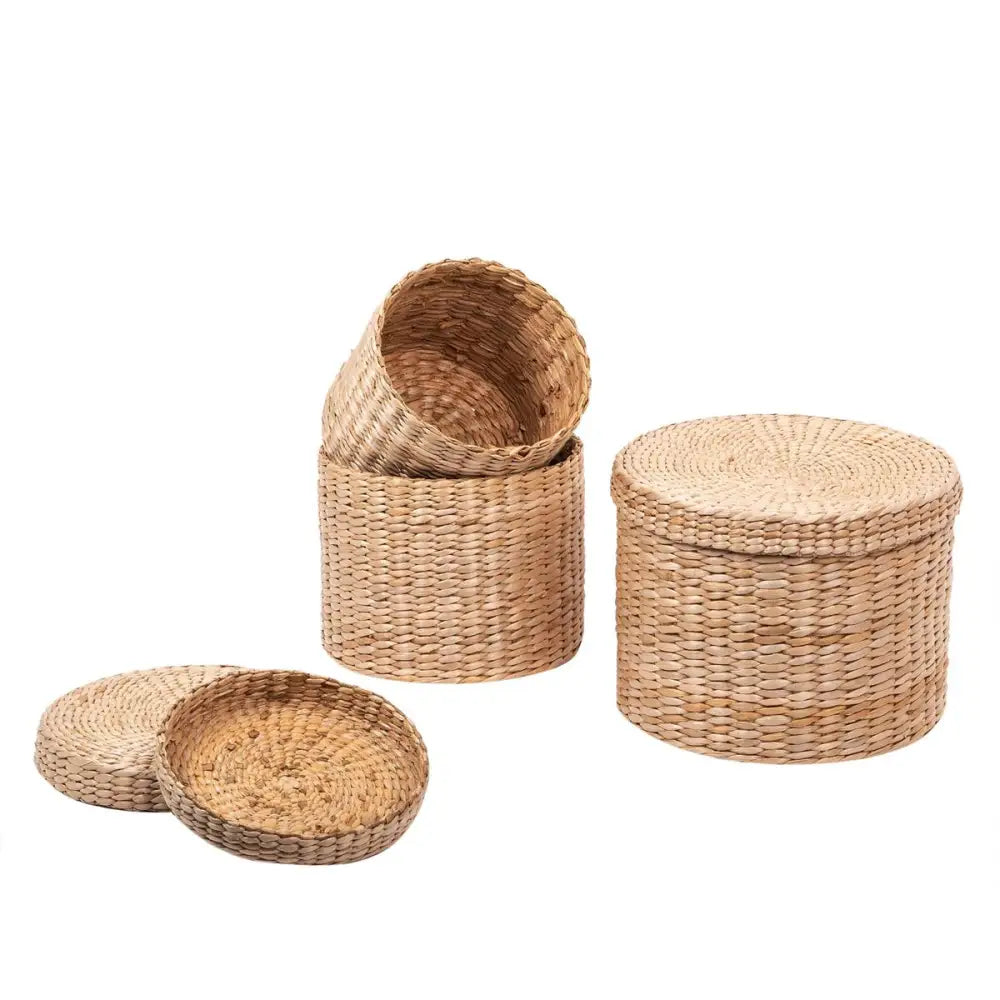 Woven Grass Basket with Lid - PABOOM