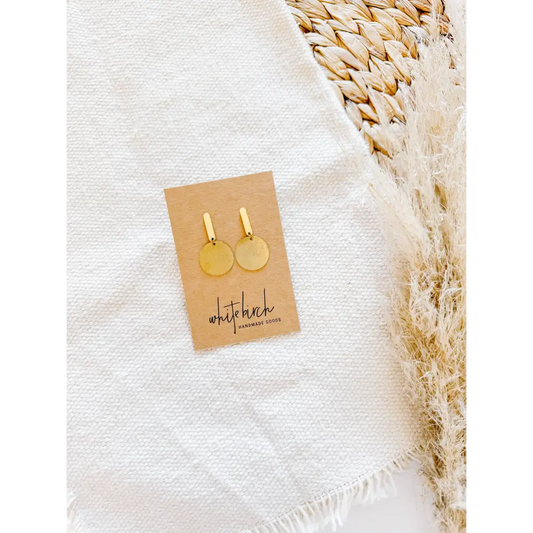 Whitebirch Handmade Goods - Brass Stud Earrings Thin Post With Disc