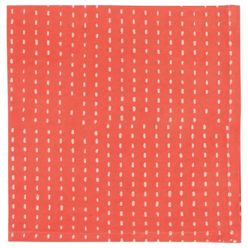 Gather napkin shown unfolded to display the orange floral block print pattern - PABOOM