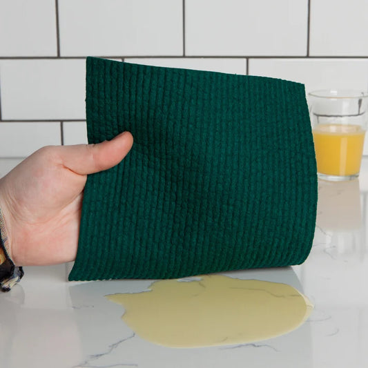 Evergreen and Blossom dishcloths shown flat to display the texture – PABOOM