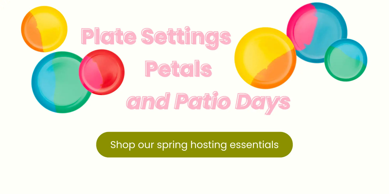 Happy hosts and playful patios: a collection of PABOOM's curated colourful essentials for outdoor hosting
