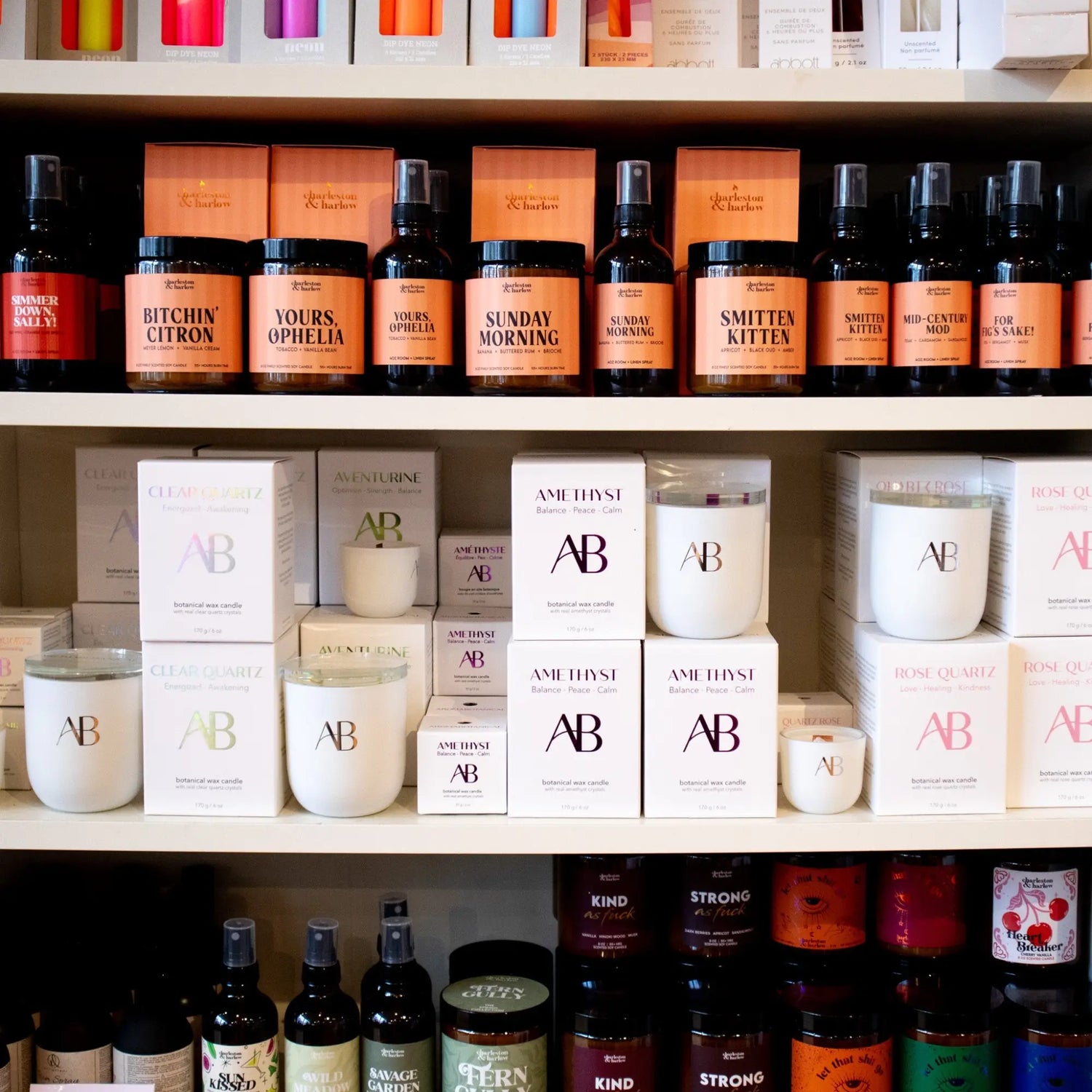 A collection of candles and room fragrances offered at PABOOM