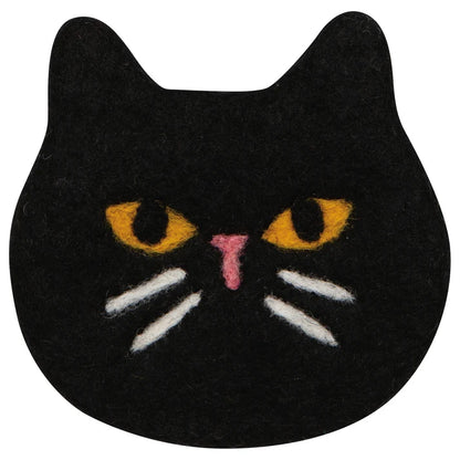 Black Cat felt coasters shown stacked to show thickness – PABOOM
