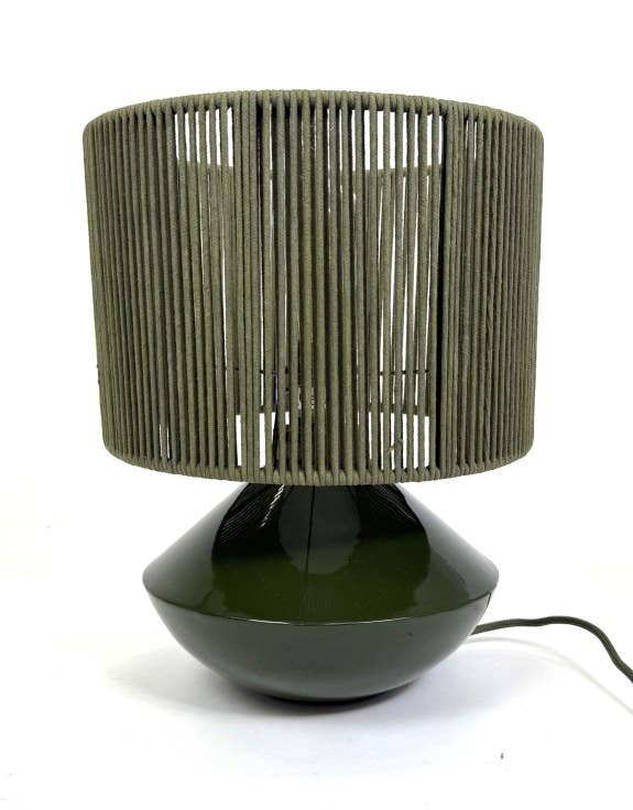 Forest Green Table Lamp With Corded Shade
