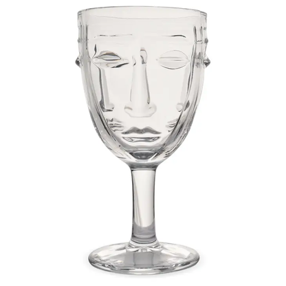 Faces Clear Glass Goblet