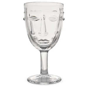 Glass Faces Goblet Clear