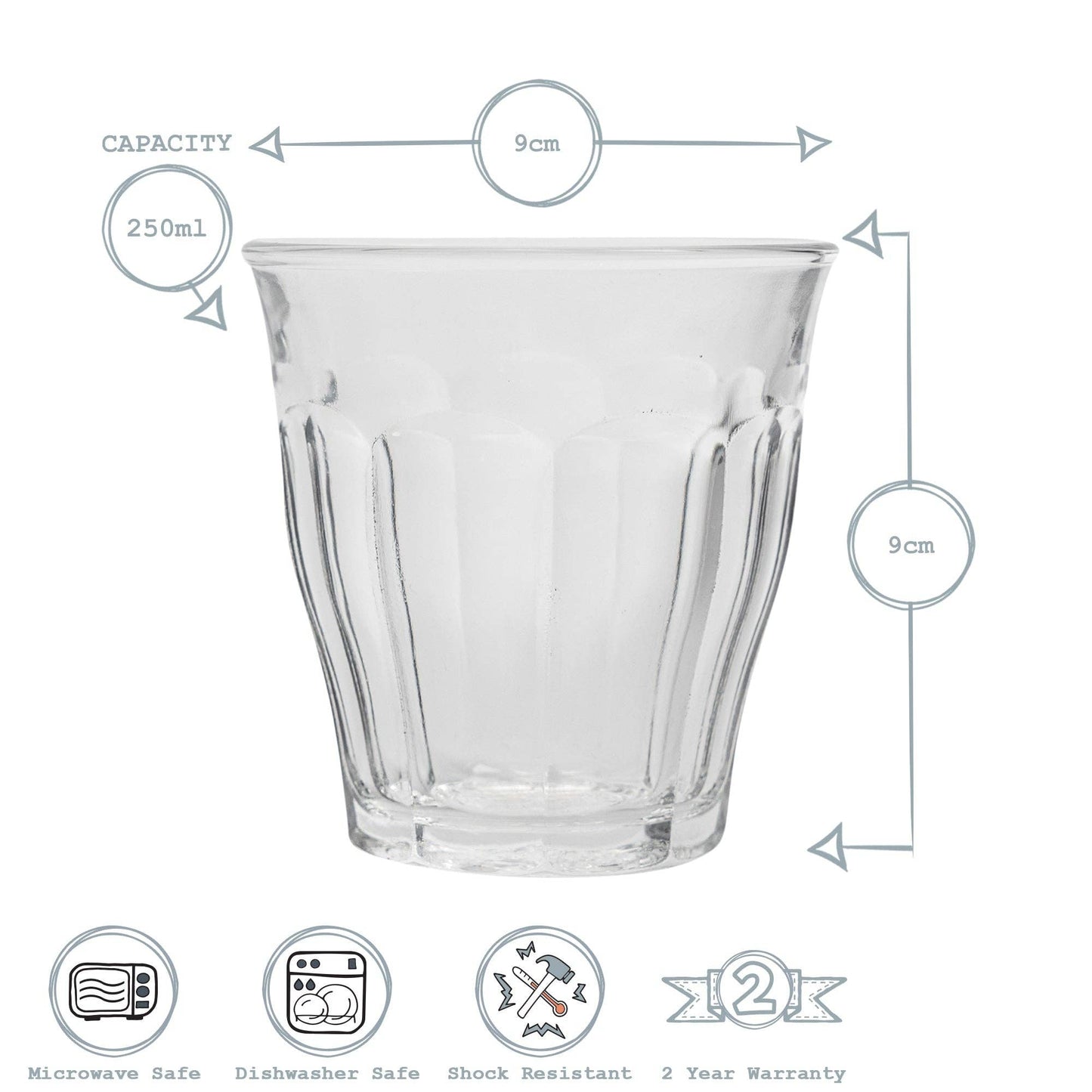 Duralex Picardie Glass Drinking Tumbler - Sapphire - 250ml