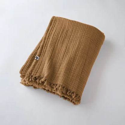 Gaïa  Fringed Throw Camel