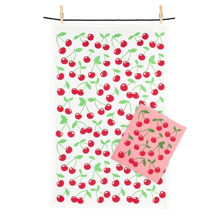 Cherries Dishcloth + Kitchen Towel Set