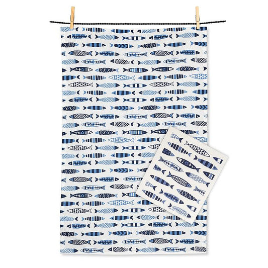Swimming Fish Dishcloth + Kitchen Towel Set
