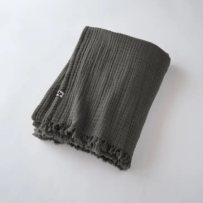 Cotton Fringed Throw Granite