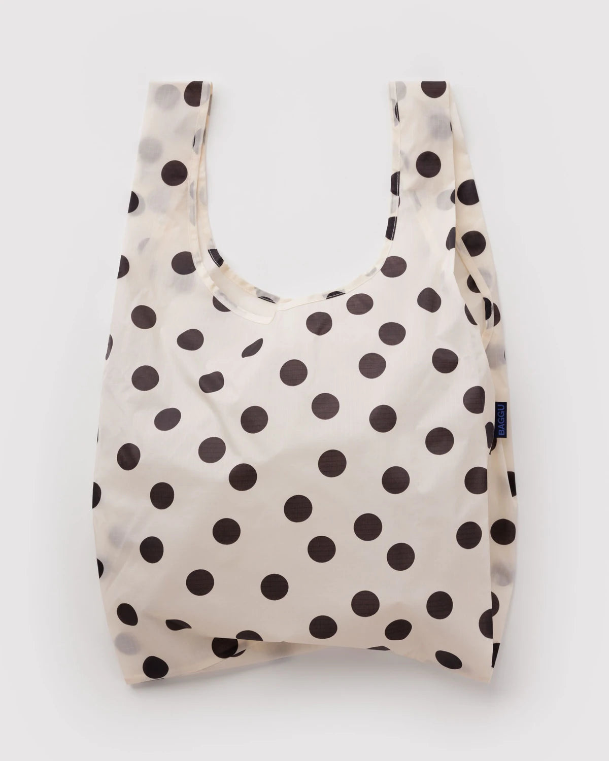 Standard Baggu Reusable Tote Bag - Cream and Black Polka Dot