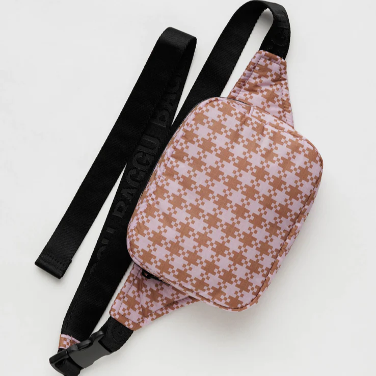 Baggu Puffy Fanny Pack Rose Pixel Gingham