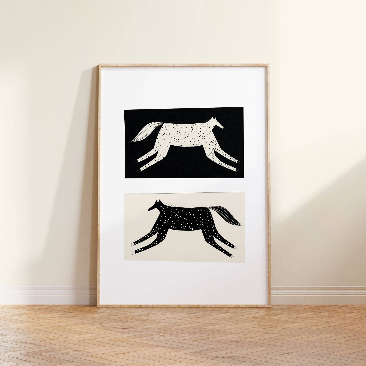 Black And White Horse Art Print
