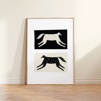 Black And White Horse Art Print