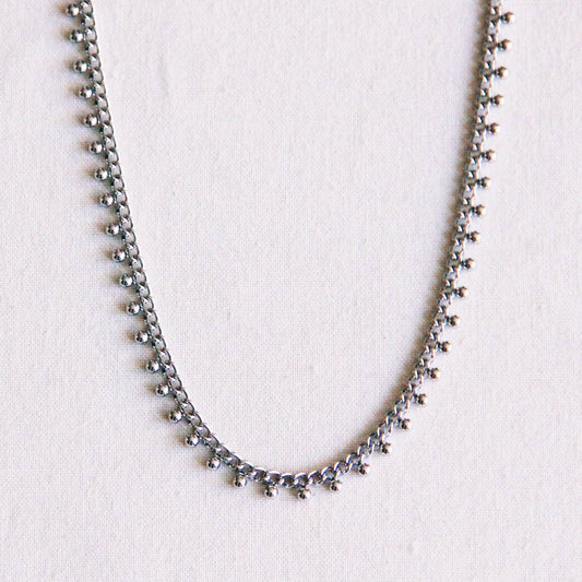 Stainless steel chain necklace with balls - silver