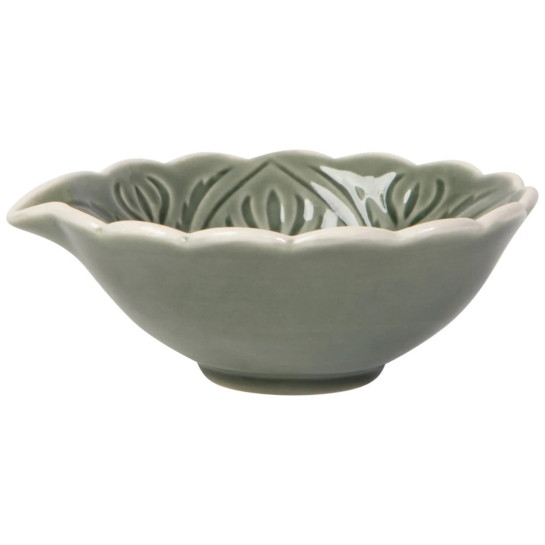 Opus Capri dish shown from the side, displaying the scalloped rim profile - PABOOM