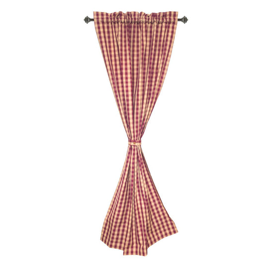 Rod Pocket Curtain - Burgundy Check