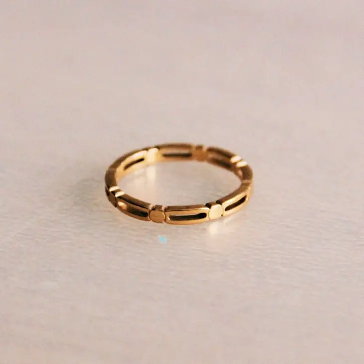 Gold Minimalist Ring with Cubes