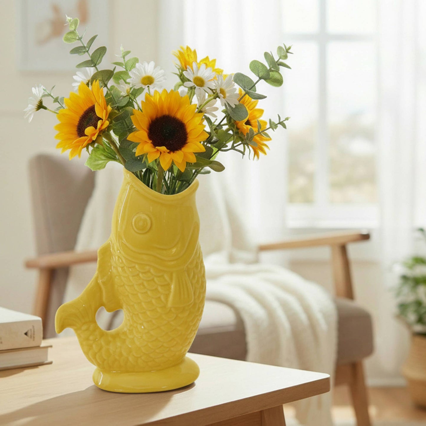 Textured Ceramic Fish Vase