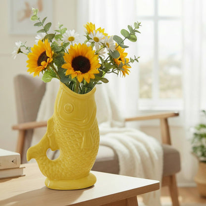 Textured Ceramic Fish Vase