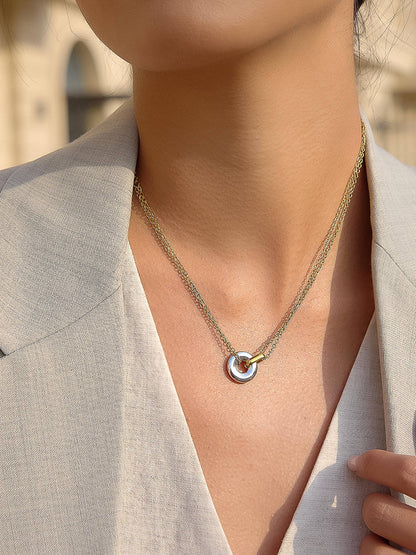 Brixton Two Tone Circle Necklace