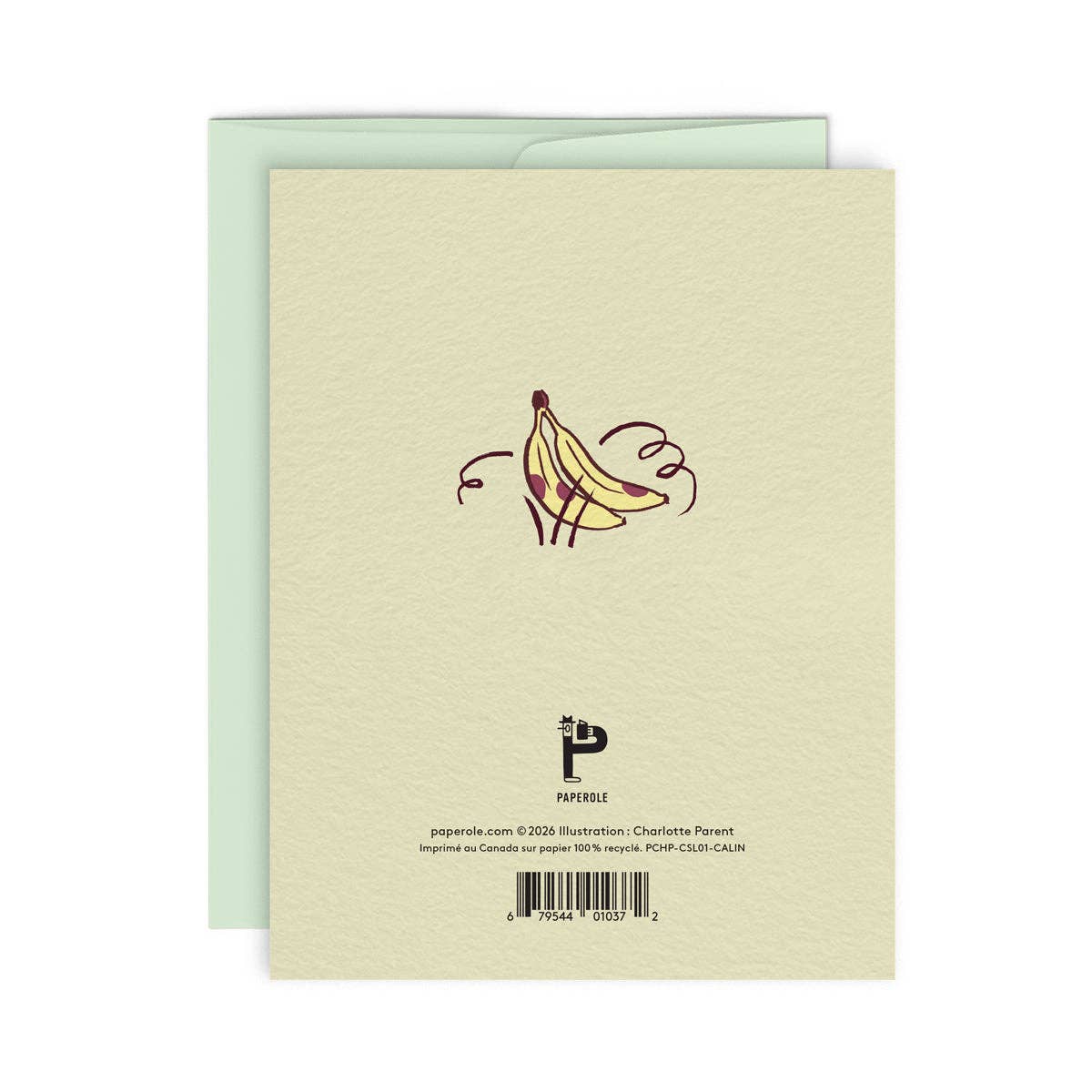 Hug card paired with its light green envelope