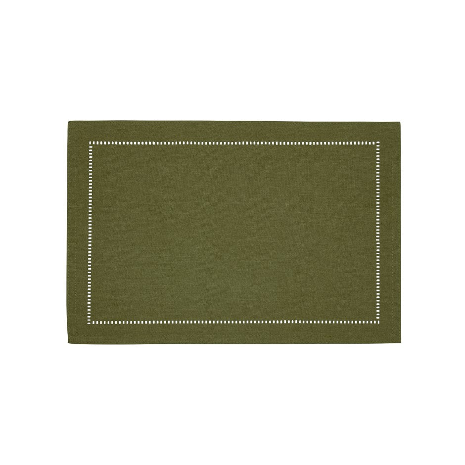 Hemstitch Placemat Olive Green