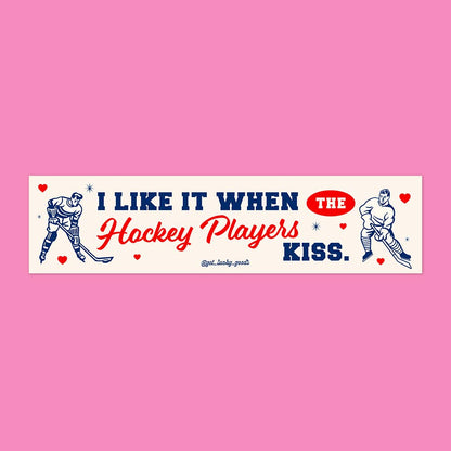 Hockey Players Kiss bumper sticker applied to vehicle - PABOOM