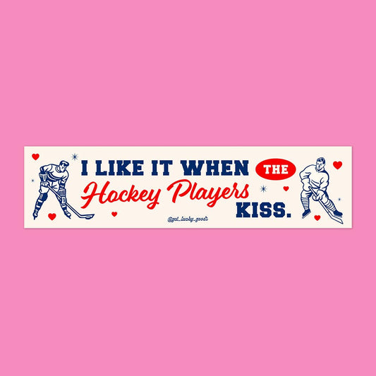 Hockey Players Kiss bumper sticker applied to vehicle - PABOOM