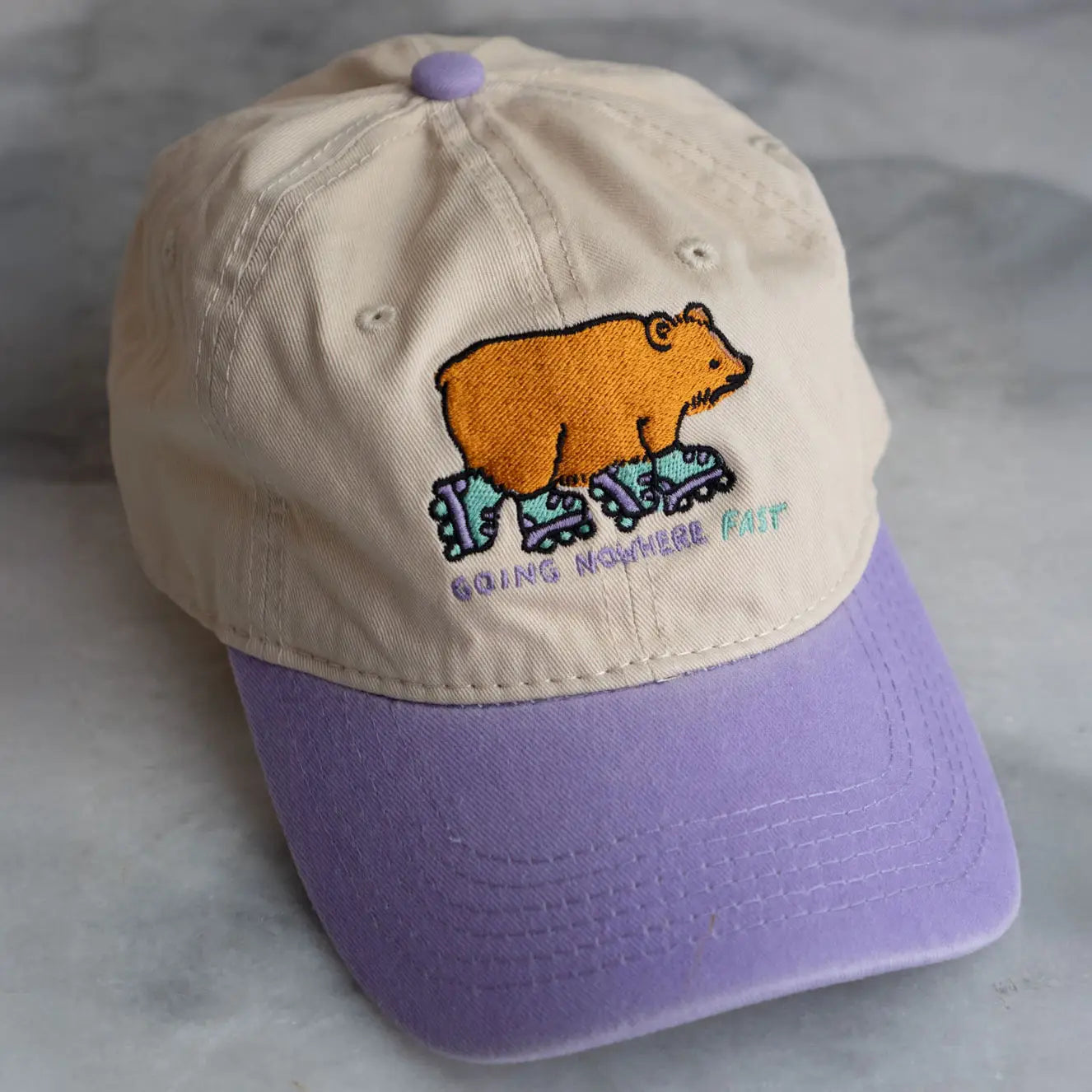 Going Nowhere Fast 2-Toned Dad Hat Cream/Purple