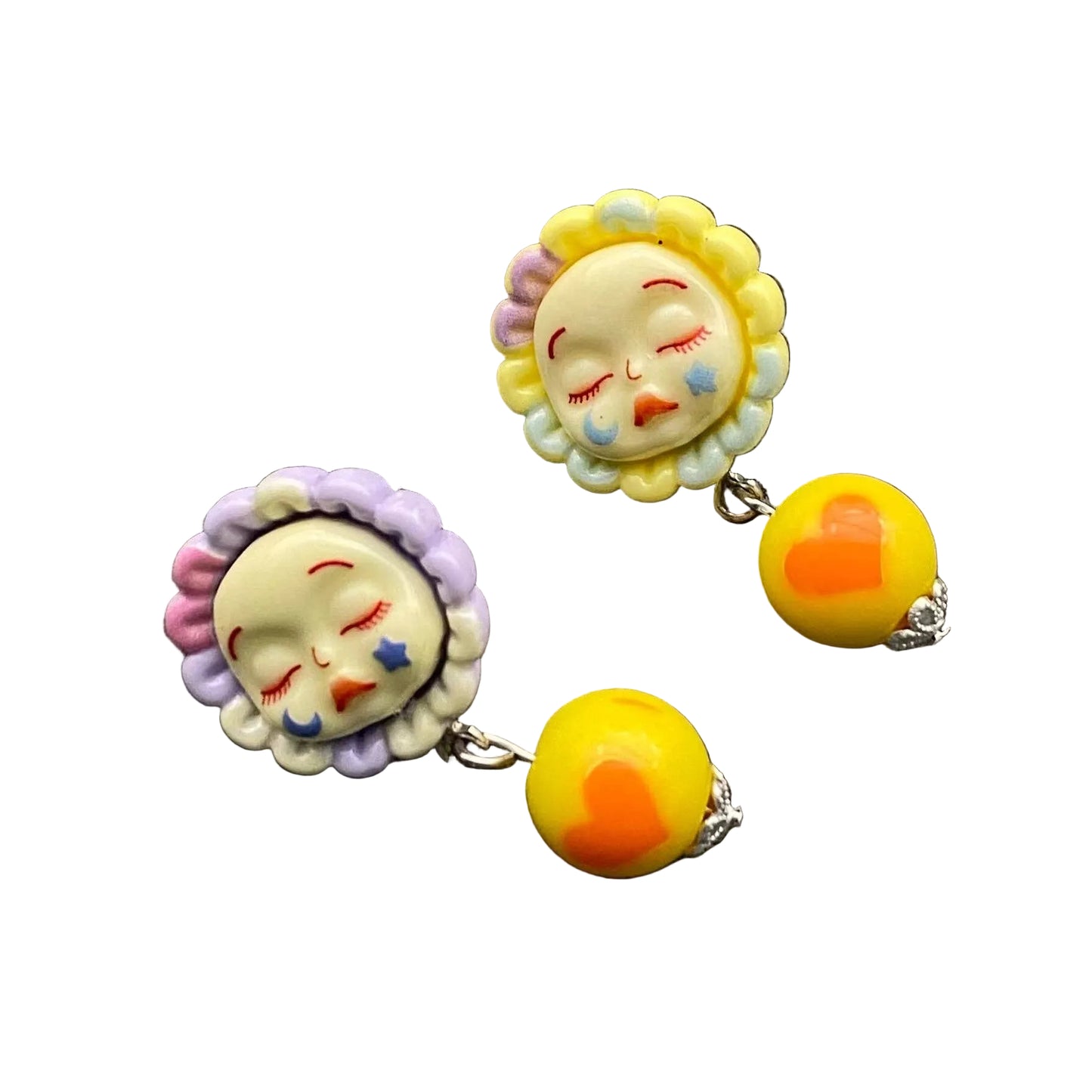 Sunflower Face Doll Earrings