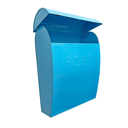 Sylvia blue mailbox open lid view - PABOOM