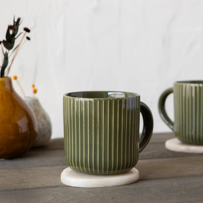Fluted Mug Olive Branch shown from above to display the ribbed rim – PABOOM
