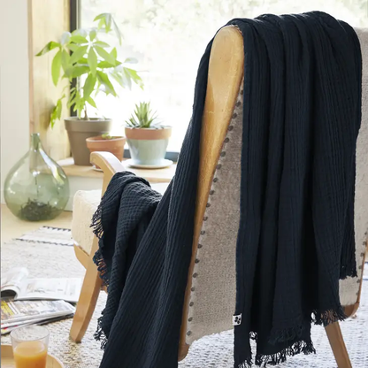 Gaïa Fringed Throw Midnight