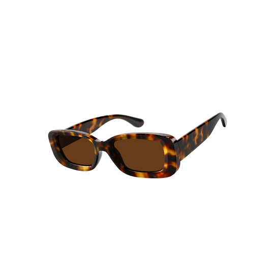 Slim Retro Rectangle / Bold Tortoise / Brown Lens