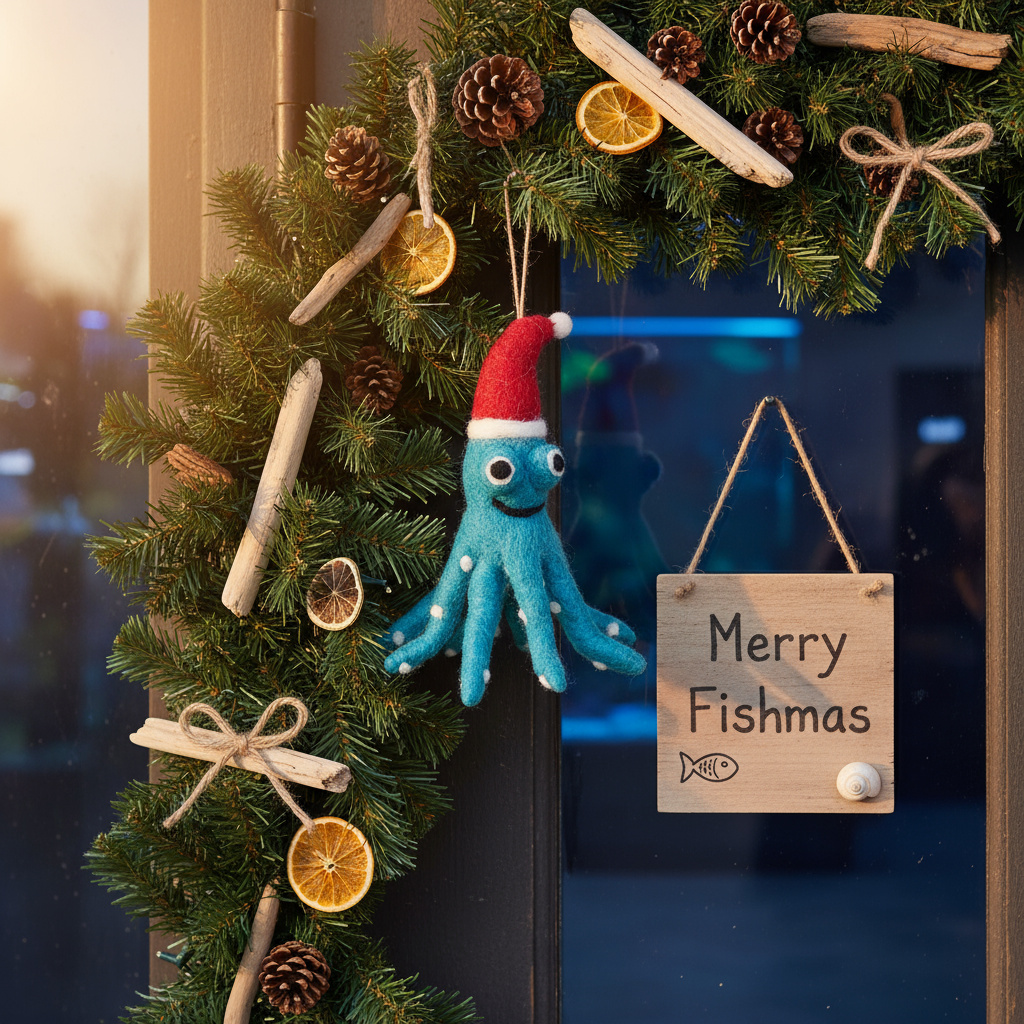 Handmade Felt Biodegradable Christmas Octopus Decoration