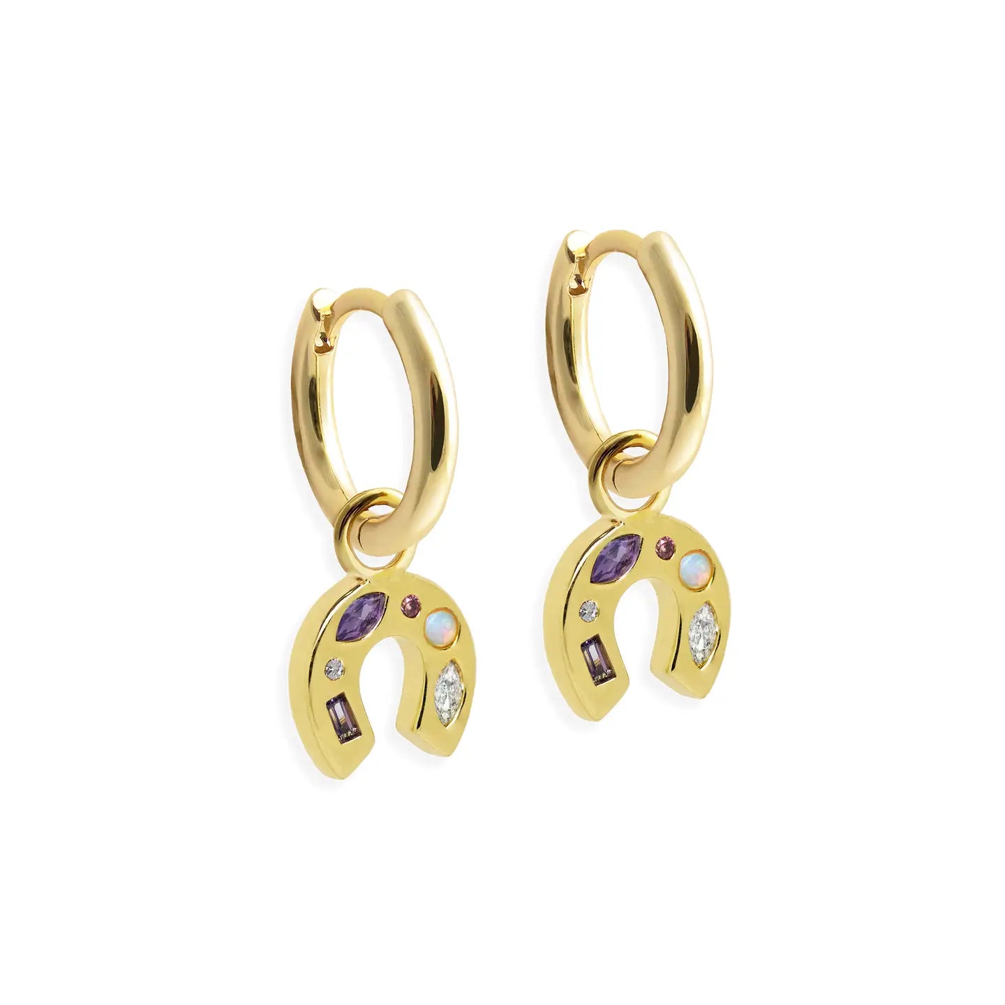 Mini Lucky Charm Hoop Earrings Gold