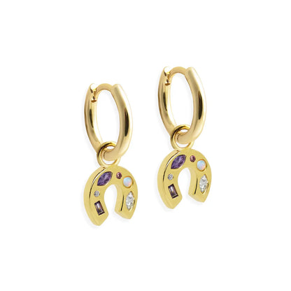 Mini Lucky Charm Hoop Earrings Gold