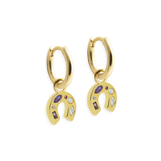 Mini Lucky Charm Hoop Earrings Gold