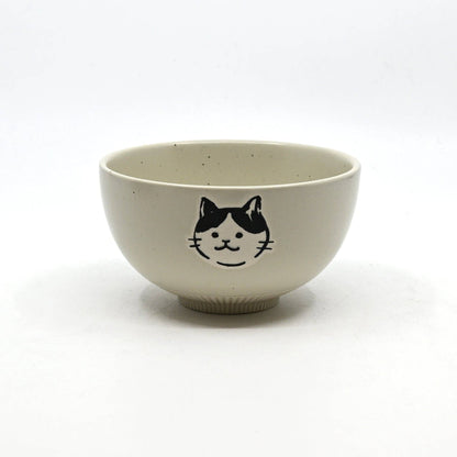 Cat Design Porcelain Rice Bowl White