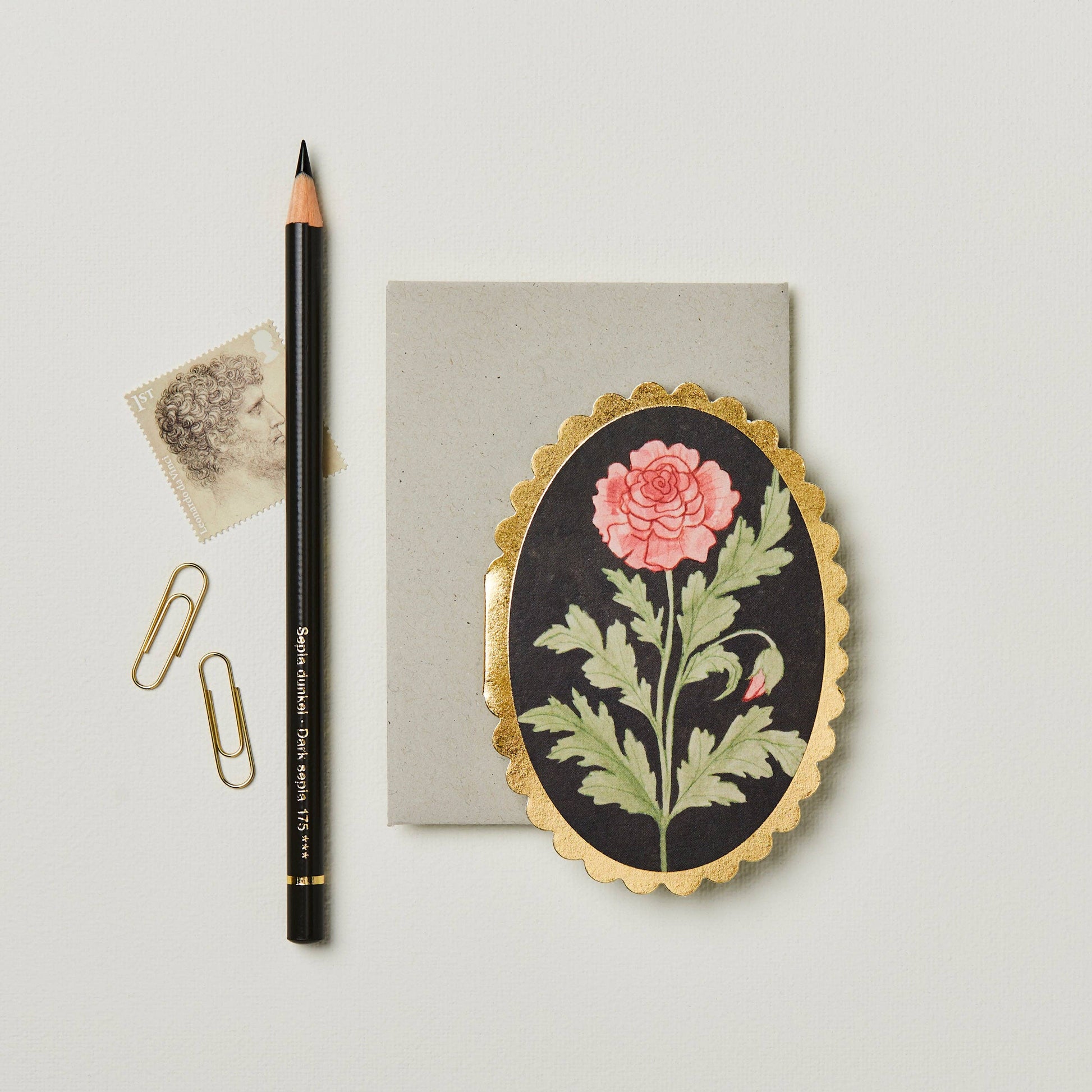 Rose mini card styled with a gift box and ribbon