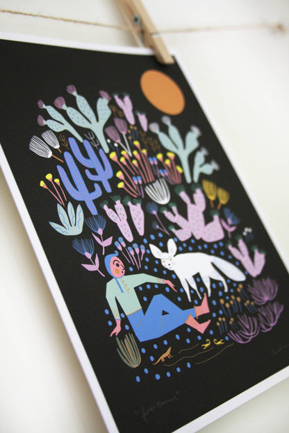 Fox Tamer art print by Leah Duncan, detail view — PABOOM