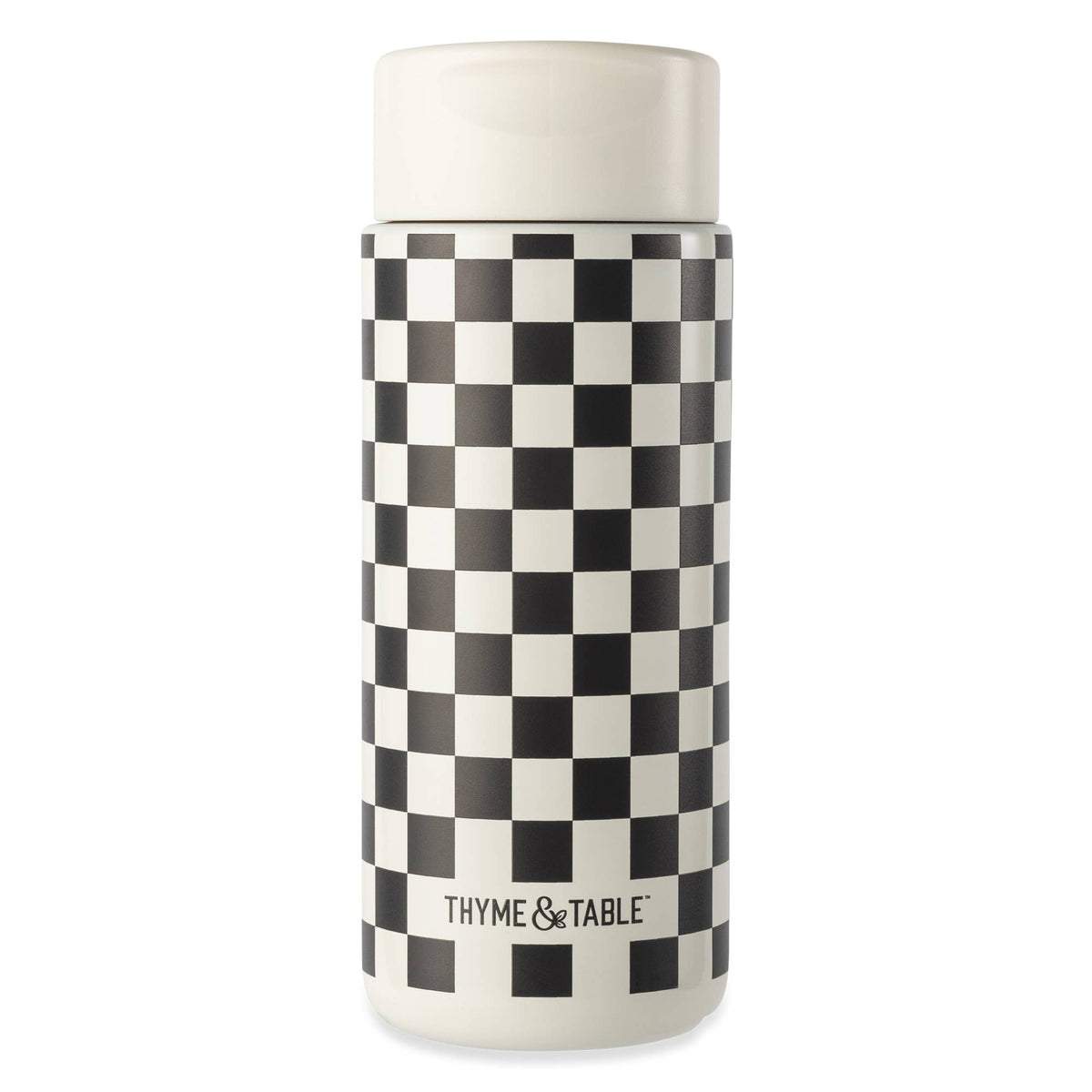 Coffee Tumbler - Black + White Checkered