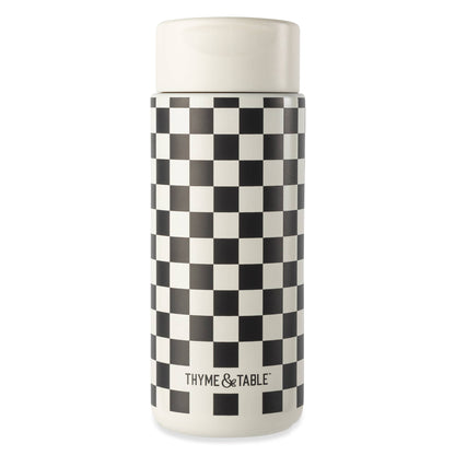 Coffee Tumbler - Black + White Checkered